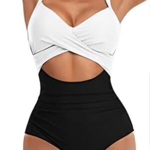 Stylish Black and White Swimsuit